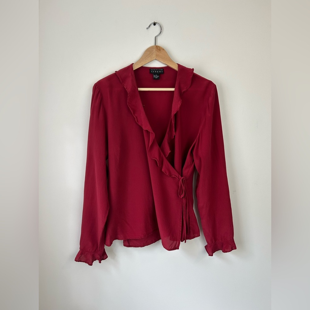 Vintage Silk Ruffle Wrap Blouse